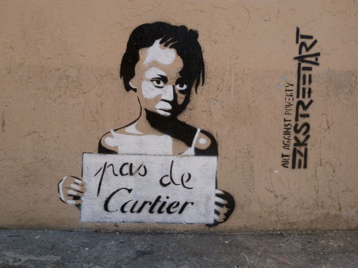 Street-art à la Banksy; "Pas de Cartier"; violence urbaine; Rosa Parks; métro Charonne.
poLétiquement vôtre, tiniak.